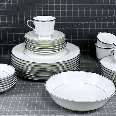 MIKASA CHINA - NICE WHITE SILVER RIM