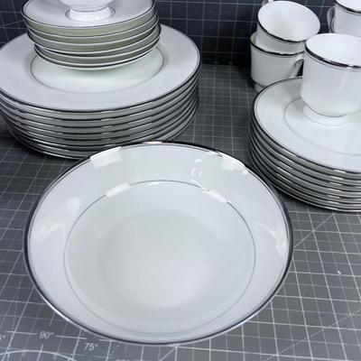 MIKASA CHINA - NICE WHITE SILVER RIM