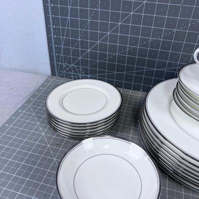 MIKASA CHINA - NICE WHITE SILVER RIM