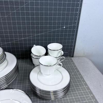 MIKASA CHINA - NICE WHITE SILVER RIM