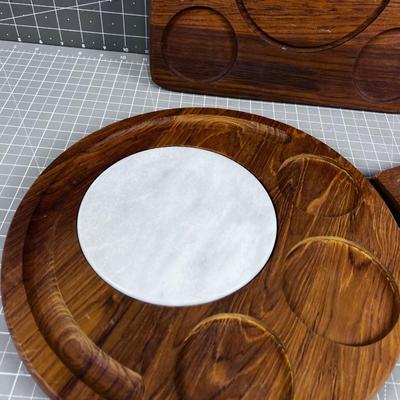3 Teak Trays  NICE! 