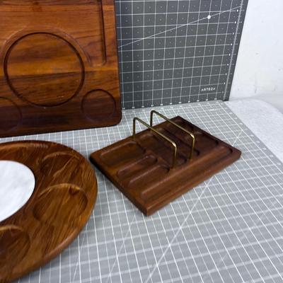 3 Teak Trays  NICE! 