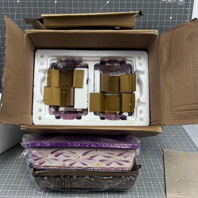 3 TEMPTATIONS Baking Dishes with Lids and Cradles, NEW in the Box.  