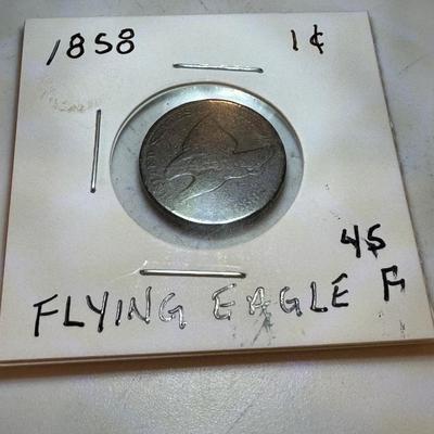 1858 FLYING EAGLE 1 Cent U S COIN F