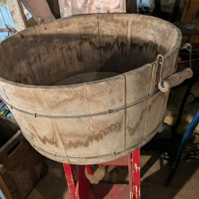 Delightful Vintage Wooden Barrel Tub
