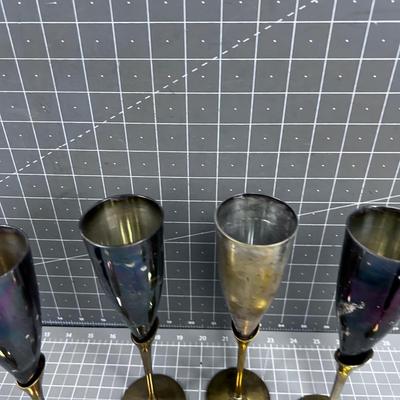 Silver and Brass Champaign FLUTES (6) 