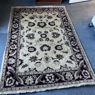 Rug Tan and Red RUG 100% Wool Hand Tied