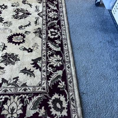 Rug Tan and Red RUG 100% Wool Hand Tied