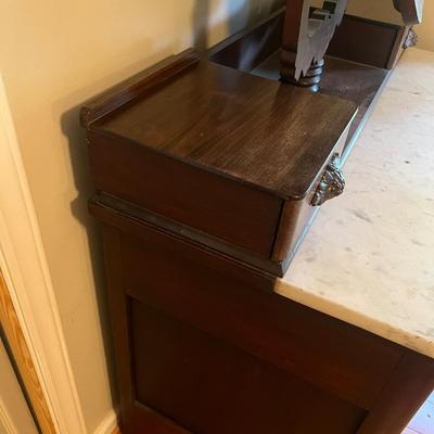 Victorian Chest of Drawers with Marble Top & Mirror (B1-MG)