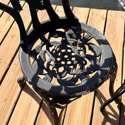 Black Palm Tree Motif Cast Aluminum 3 Piece Bistro Set