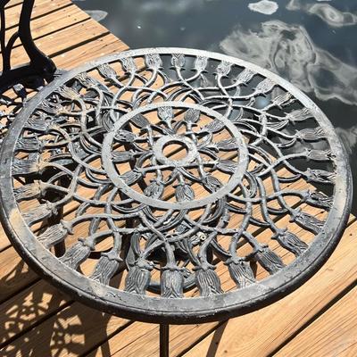 Black Tulip Motif Cast Aluminum 2 Piece Bistro Set