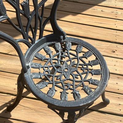 Black Tulip Motif Cast Aluminum 2 Piece Bistro Set