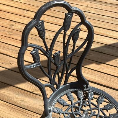 Black Tulip Motif Cast Aluminum 2 Piece Bistro Set