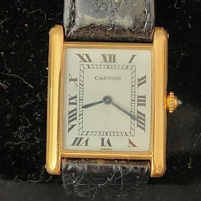 Cartier Tank 18kt Gold Watch Paris w Deployant Buckle