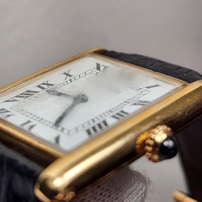 Cartier Tank 18kt Gold Watch Paris w Deployant Buckle
