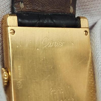 Cartier Tank 18kt Gold Watch Paris w Deployant Buckle