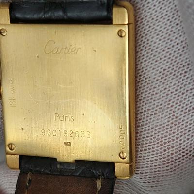 Cartier Tank 18kt Gold Watch Paris w Deployant Buckle