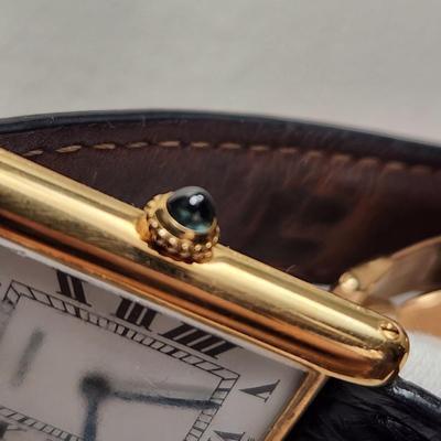 Cartier Tank 18kt Gold Watch Paris w Deployant Buckle