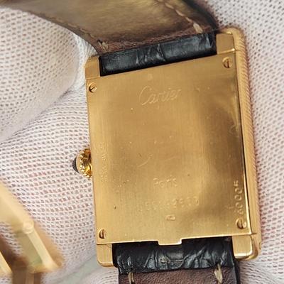 Cartier Tank 18kt Gold Watch Paris w Deployant Buckle