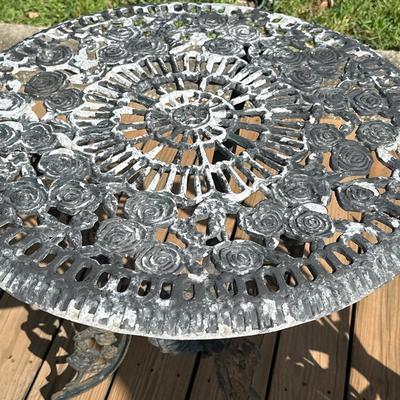 Black Rose Motif Cast Aluminum 3 Piece Bistro Set