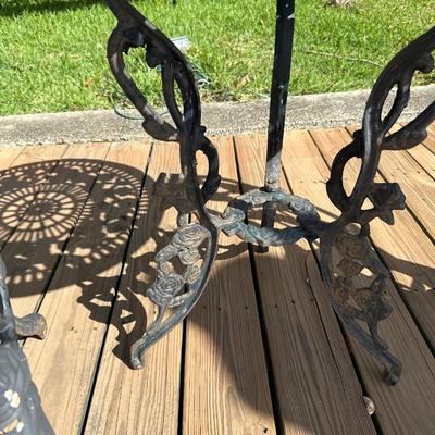 Black Rose Motif Cast Aluminum 3 Piece Bistro Set
