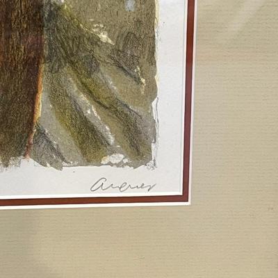 Lot# 181 Signed Framed Mother and Child Watercolor Painting