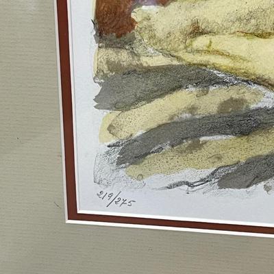 Lot# 181 Signed Framed Mother and Child Watercolor Painting