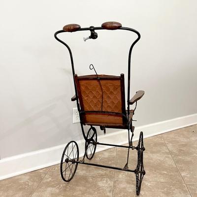 Vtg. Metal & Wood Childs Stroller