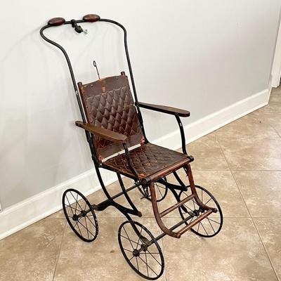 Vtg. Metal & Wood Childs Stroller