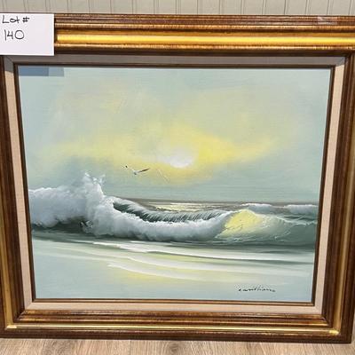 Lot# 140 Framed Signed Ocean Waves Painting