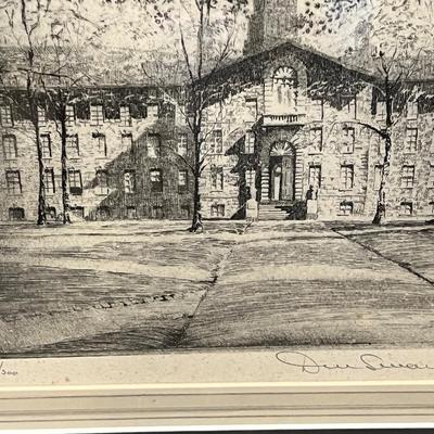 Lot# 141 Old Nassau Hall Princeton Etching by Don Swann