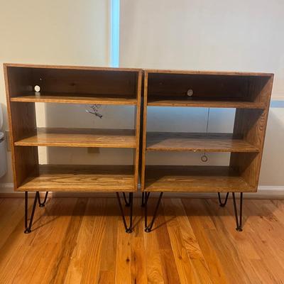 Oak Night Stands with Hairpin Legs (P-MG)
