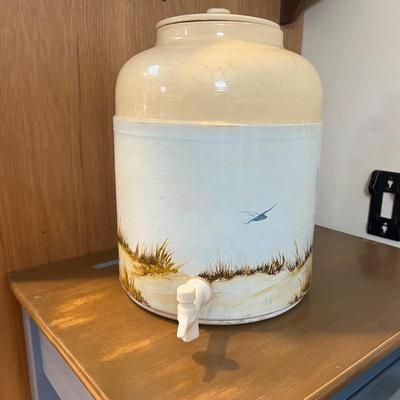 Hand Painted Ceramic Beverage Dispenser Crock (B1-RG)