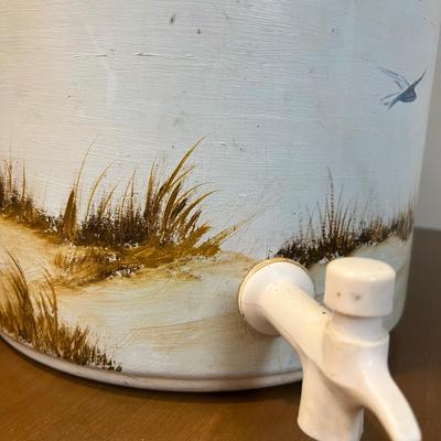 Hand Painted Ceramic Beverage Dispenser Crock (B1-RG)