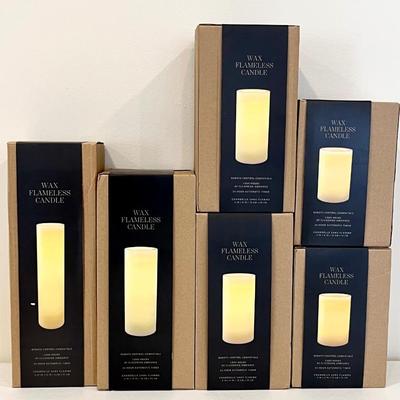 RESTORATION HARDWARE ~ Chandelle Sans Flamme ~ Wax Flameless Candles Set Of Six (6)