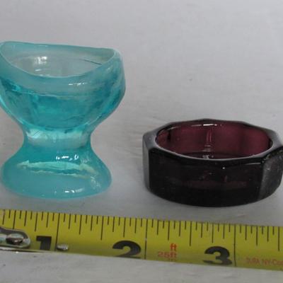 Older Opalescent Eye Wash Cup and Mosser Glass Salt