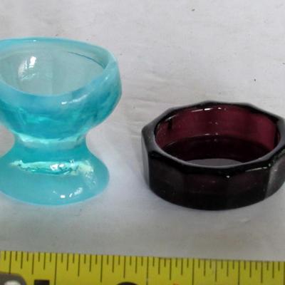 Older Opalescent Eye Wash Cup and Mosser Glass Salt