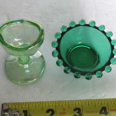 Older Carnival Glass Eye Wash Cup and Boyd Candlewick Salt