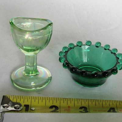 Older Carnival Glass Eye Wash Cup and Boyd Candlewick Salt