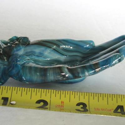 Older Boyd Glass Blue and Gray Slag Calling Card Hand