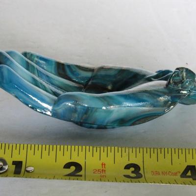 Older Boyd Glass Blue and Gray Slag Calling Card Hand