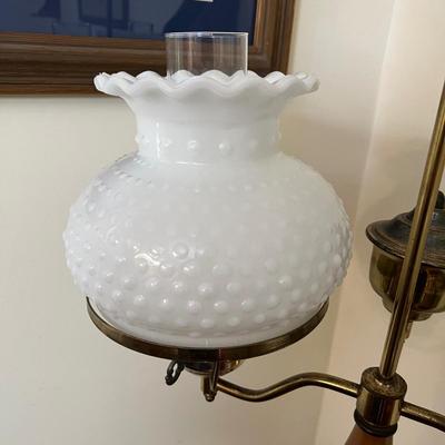 Student Floor Lamp w/Hobnail Milk Glass Shades (DR-RG)