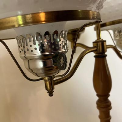 Student Floor Lamp w/Hobnail Milk Glass Shades (DR-RG)