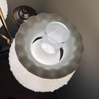 Student Floor Lamp w/Hobnail Milk Glass Shades (DR-RG)