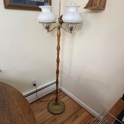 Student Floor Lamp w/Hobnail Milk Glass Shades (DR-RG)