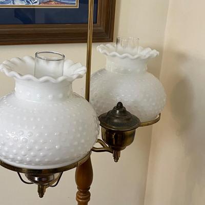 Student Floor Lamp w/Hobnail Milk Glass Shades (DR-RG)