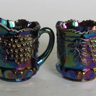 Mosser Glass Child's Size Grape and Cable Sugar and Creamer