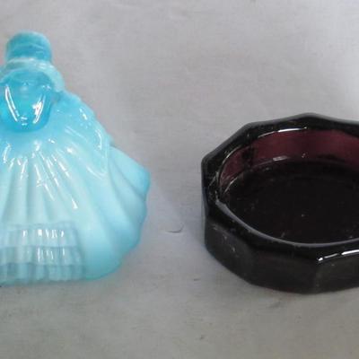 Boyd Glass Girl Doll and Mosser Glass Salt