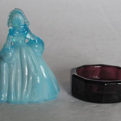 Boyd Glass Girl Doll and Mosser Glass Salt