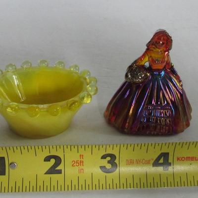 Boyd Glass Candlewick Open Salt and Carnival Glass Doll